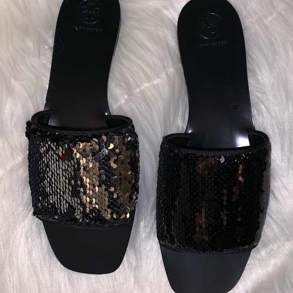 CARTER SLIDE SEQUIN SANDALS